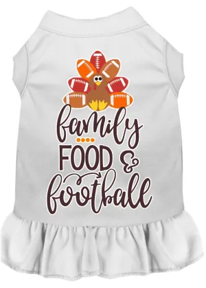 Family, Food, And Football Screen Print Dog Dress White Med