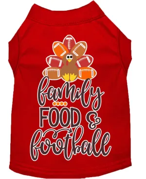 Family, Food, And Football Screen Print Dog Shirt Red Xs