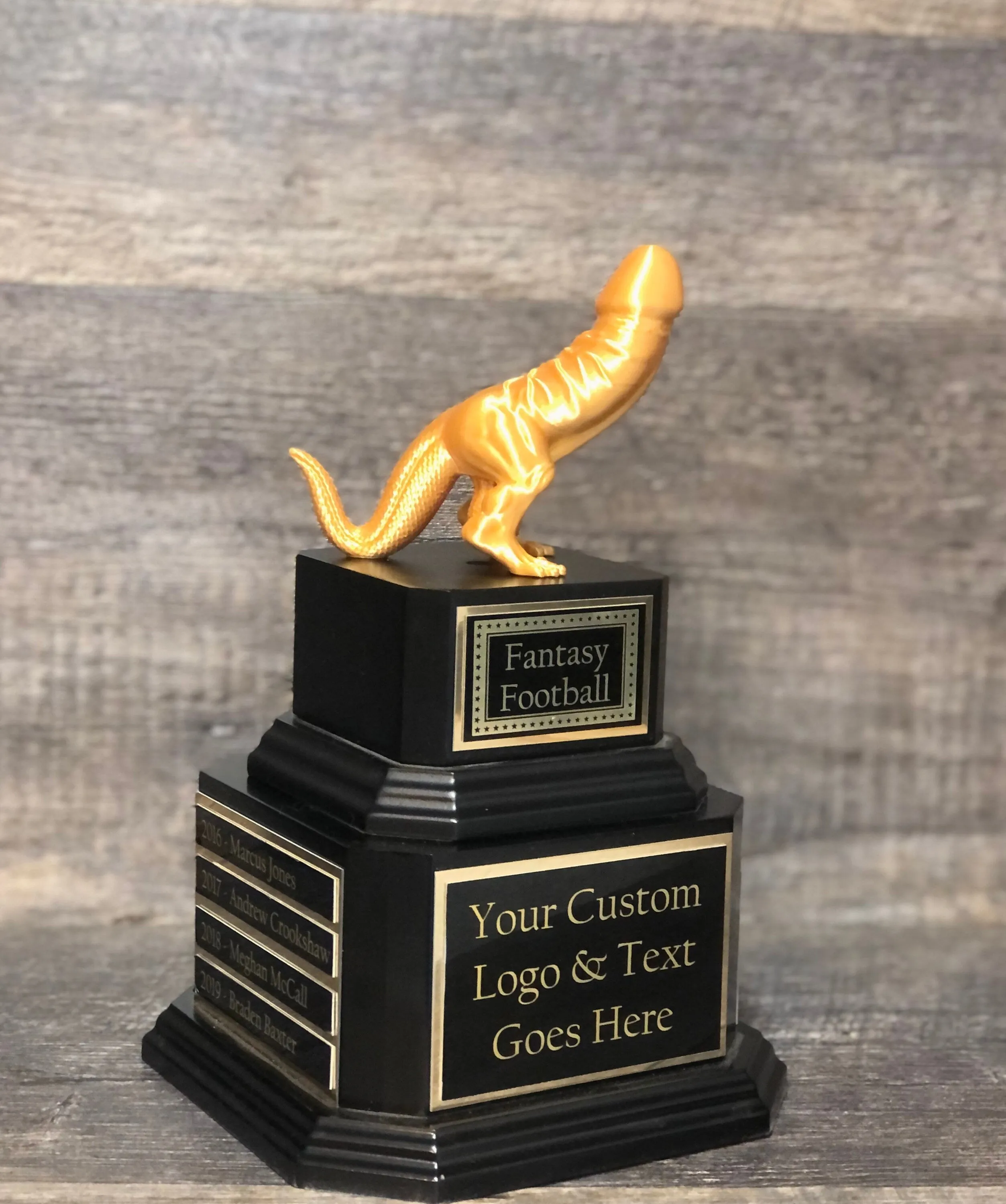 FFL Golden Dickasaurus LOSER Trophy Mature Fantasy Football Loser Funny Award Perpetual Trophy Last Place Dinosaur Dickhead Penis Award