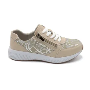 Fleet & Foster Bev - Ladies Wide Fit Casual Trainer - 2E Fitting - Nude