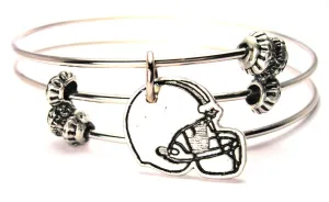 Football Helmet Image Triple Style Expandable Bangle Bracelet