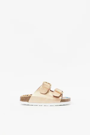 Girls Gold Buckle Strap Sandal