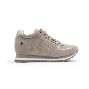 GIRLS LACE UP TRAINERS - GOLD