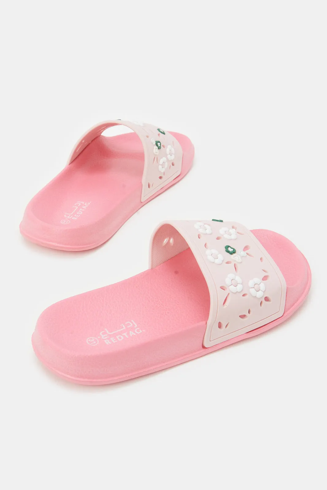 Girls Pink Floral Slide