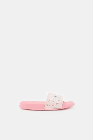 Girls Pink Floral Slide