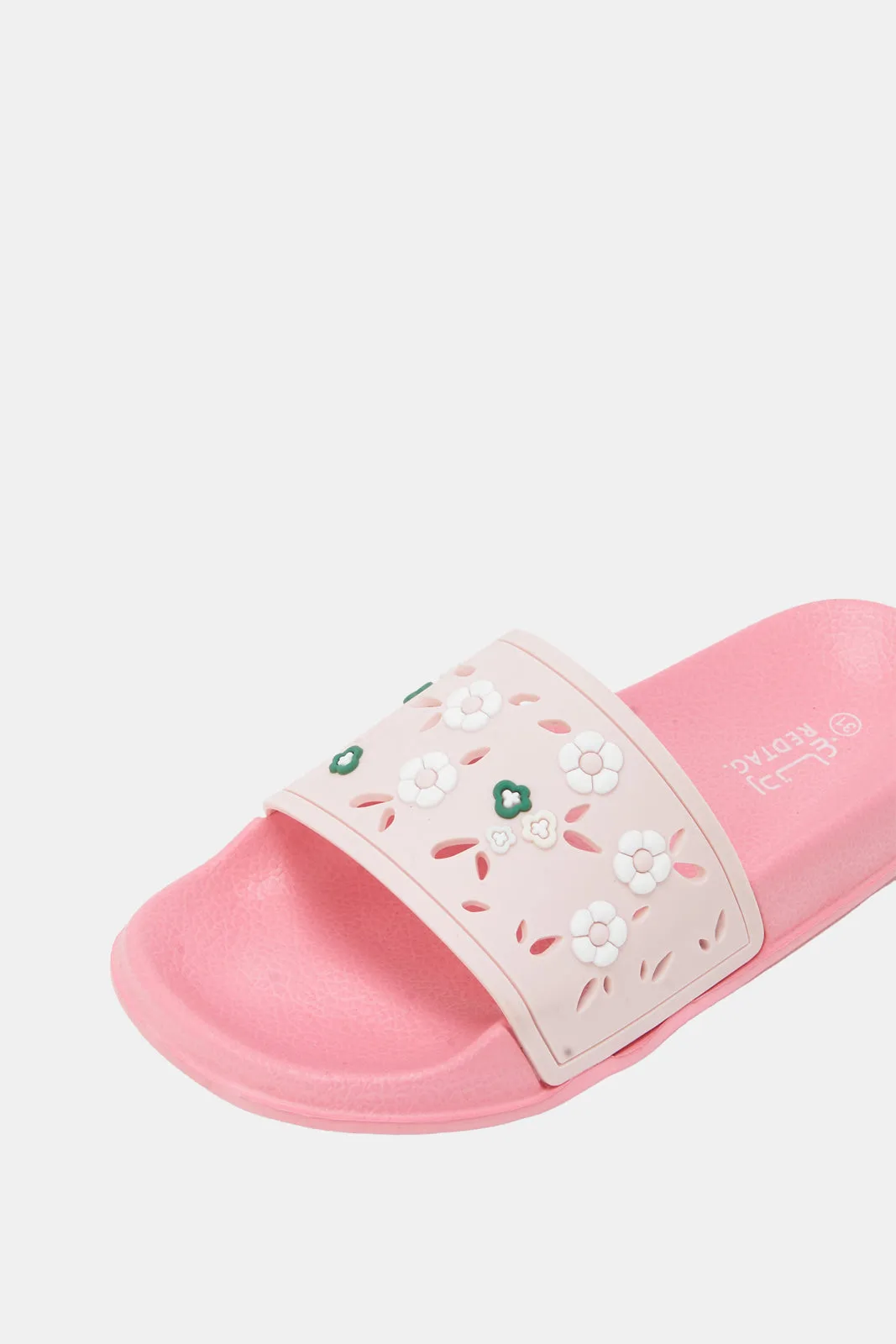 Girls Pink Floral Slide