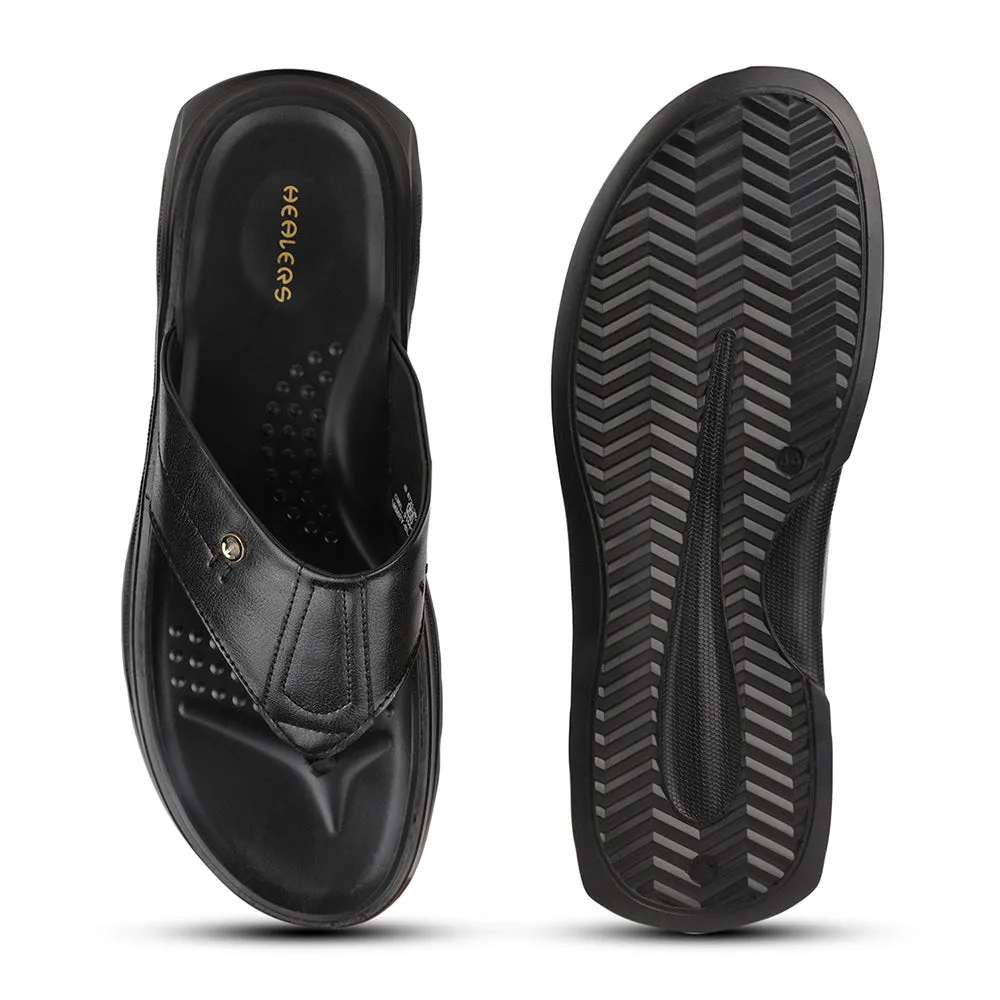 Healers Black Casual Slipper For Men CAMMRY By Liberty