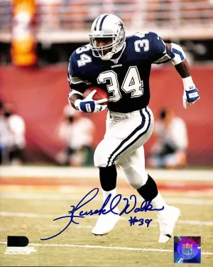 Herschel Walker Signed And Inscribed #34 8x10 Blue Jersey (AIV)