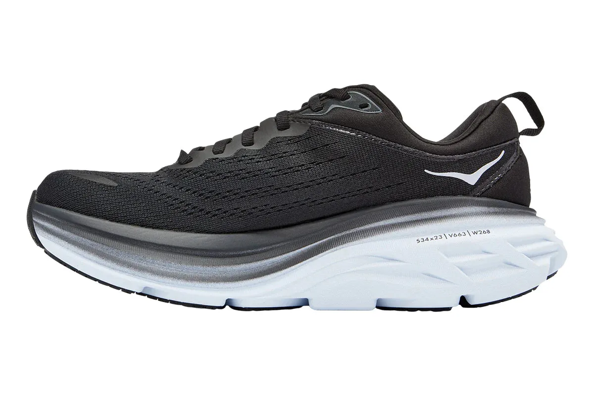 Hoka Womens Bondi 8 (B) Running Shoe - Black/white