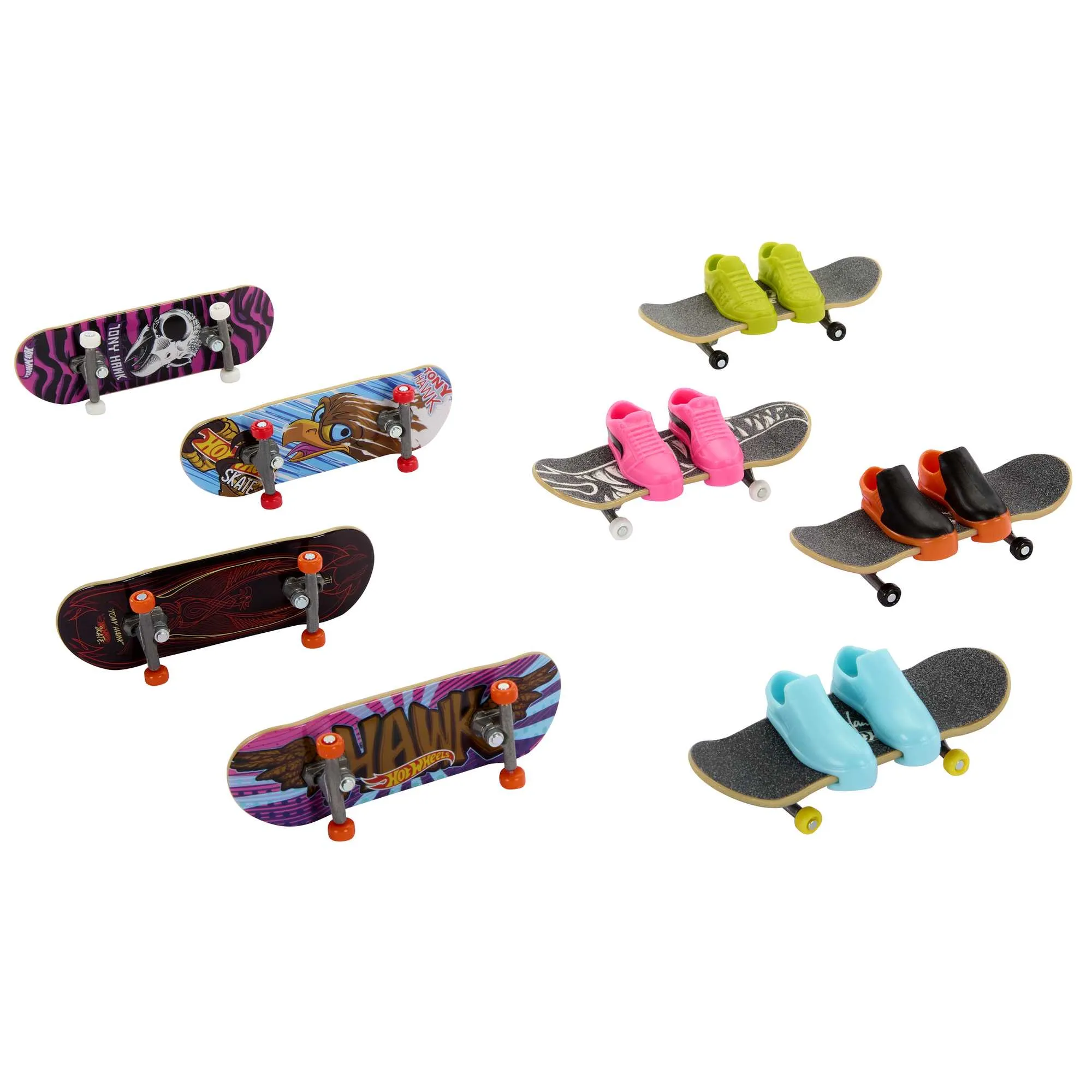 Hot Wheels Skate 8-Pack Bundle Of Tony Hawk-themed Fingerboards And Shoes