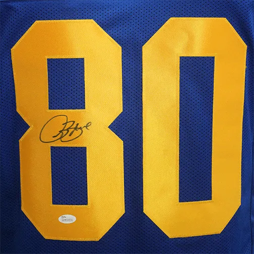 Issac Bruce Throwback Blue Autographed Football Jersey (JSA)