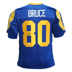 Issac Bruce Throwback Blue Autographed Football Jersey (JSA)