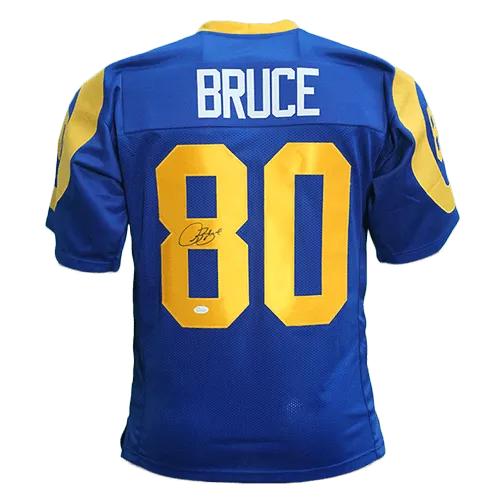 Issac Bruce Throwback Blue Autographed Football Jersey (JSA)