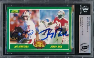 Joe Montana & Jerry Rice Autographed 1989 Score Card #279 San Francisco 49ers Auto Grade Gem Mint 10 Beckett BAS #14282270