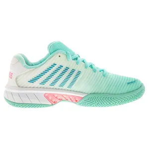 K-Swiss Women's Hypercourt Express 2 Tennis Shoes Aruba Blue/White/Soft Neon Pink