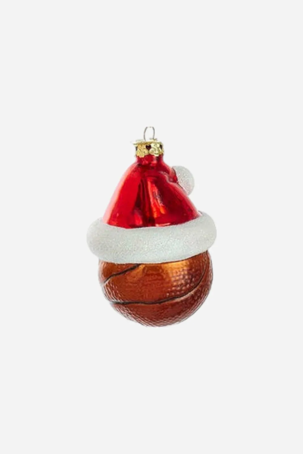 Kurt S. Adler Basketball With Santa Hat Glass Ornament