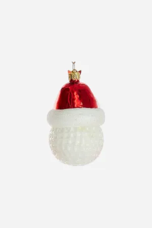 Kurt S. Adler Golf Ball With Santa Hat Glass Ornament