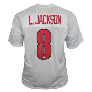 Lamar Jackson Autographed College Style Football Jersey White (JSA)