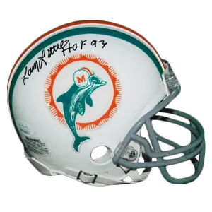 Larry Little Miami Dolphins Autograhed Football Mini Helmet HOF- 93 (JSA)