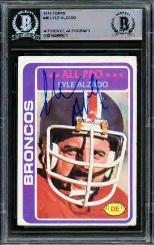 Lyle Alzado Autographed 1978 Topps Card #40 Denver Broncos Beckett BAS #15499671