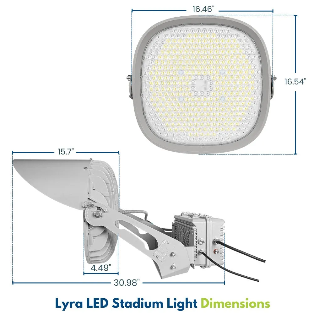 LYRA LED Stadium Light -  680W - 102,000lm - 5700K - 200-480V - 2000W Equal - 10 Year Warranty