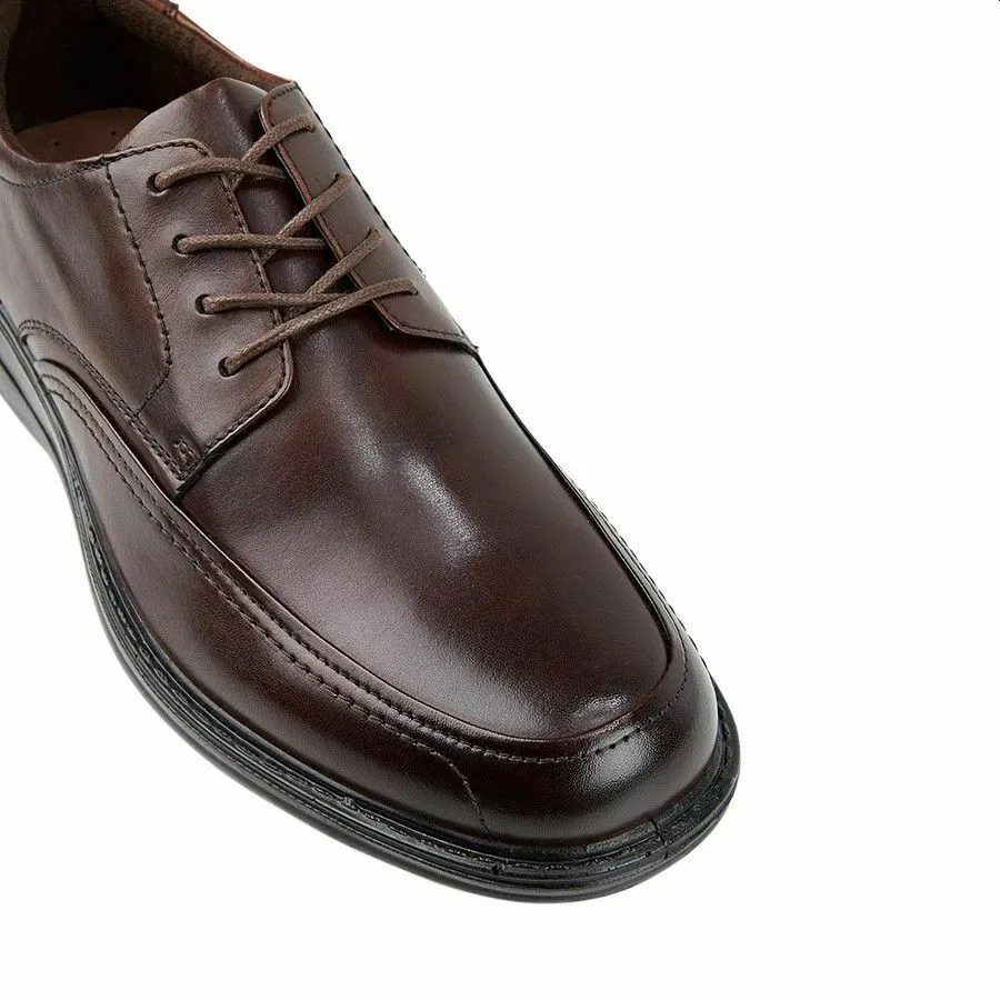 Mens Hush Puppies Torpedo Extra Wide Mahogany Leather Work Lace Up Shoes