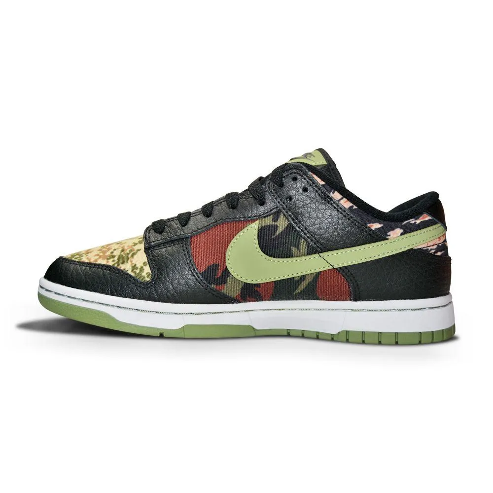 Mens Nike Dunk Low SE "Black Multi-Camo" - DH0957 001 - Black Oil Green White