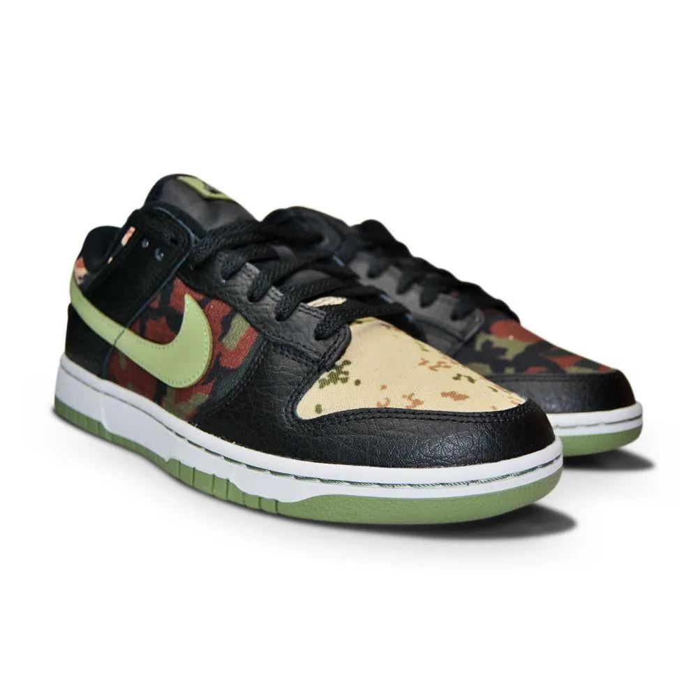 Mens Nike Dunk Low SE "Black Multi-Camo" - DH0957 001 - Black Oil Green White