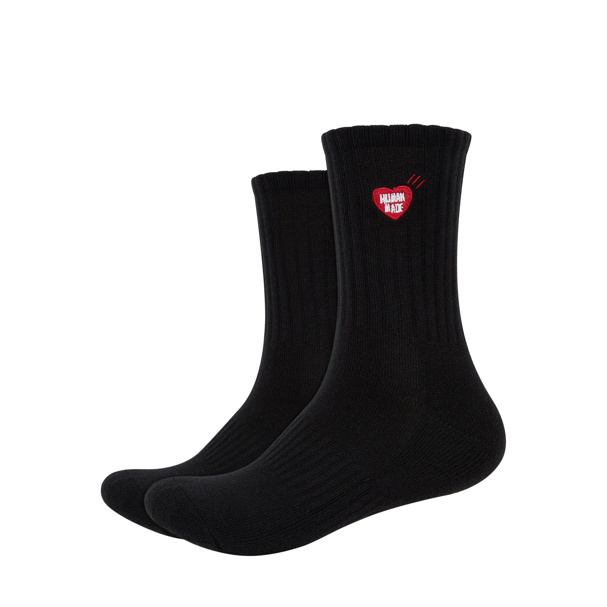 Mens Plain Quarter Length Socks with Human Made Heart Patch