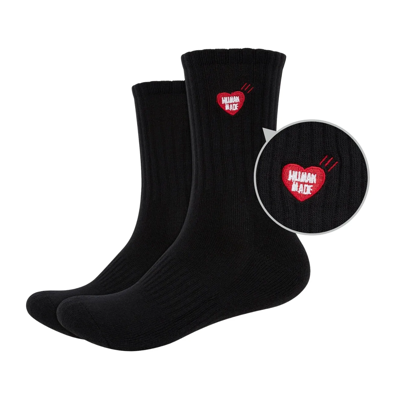 Mens Plain Quarter Length Socks with Human Made Heart Patch