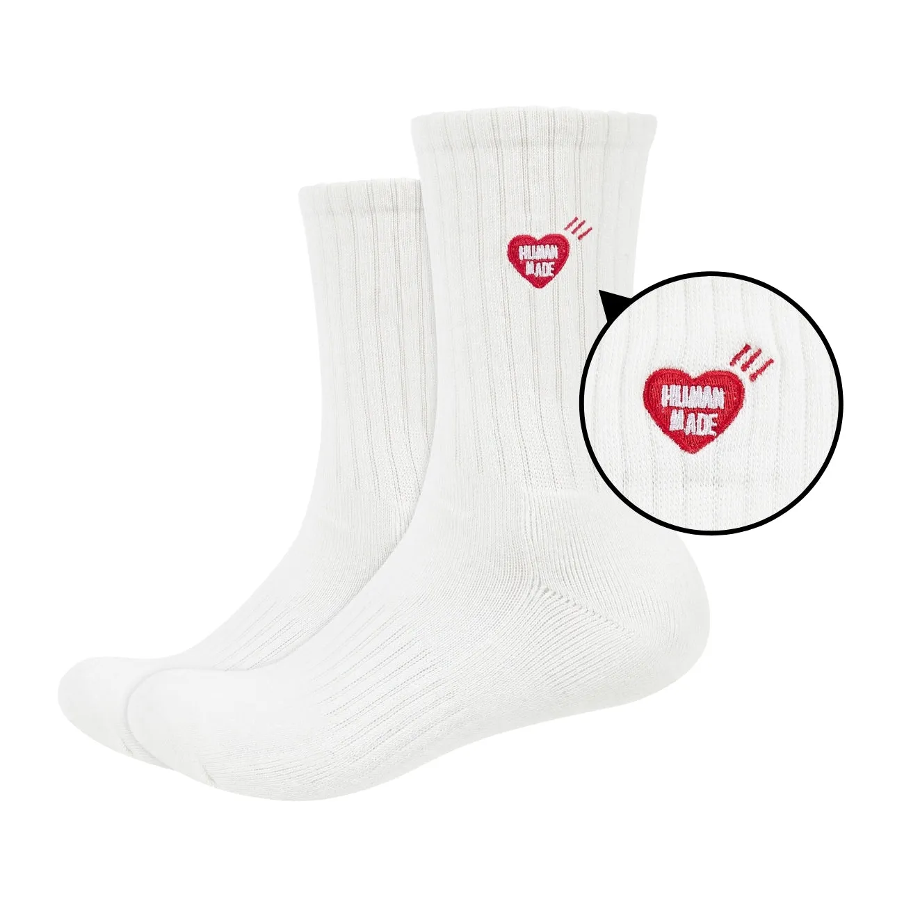 Mens Plain Quarter Length Socks with Human Made Heart Patch