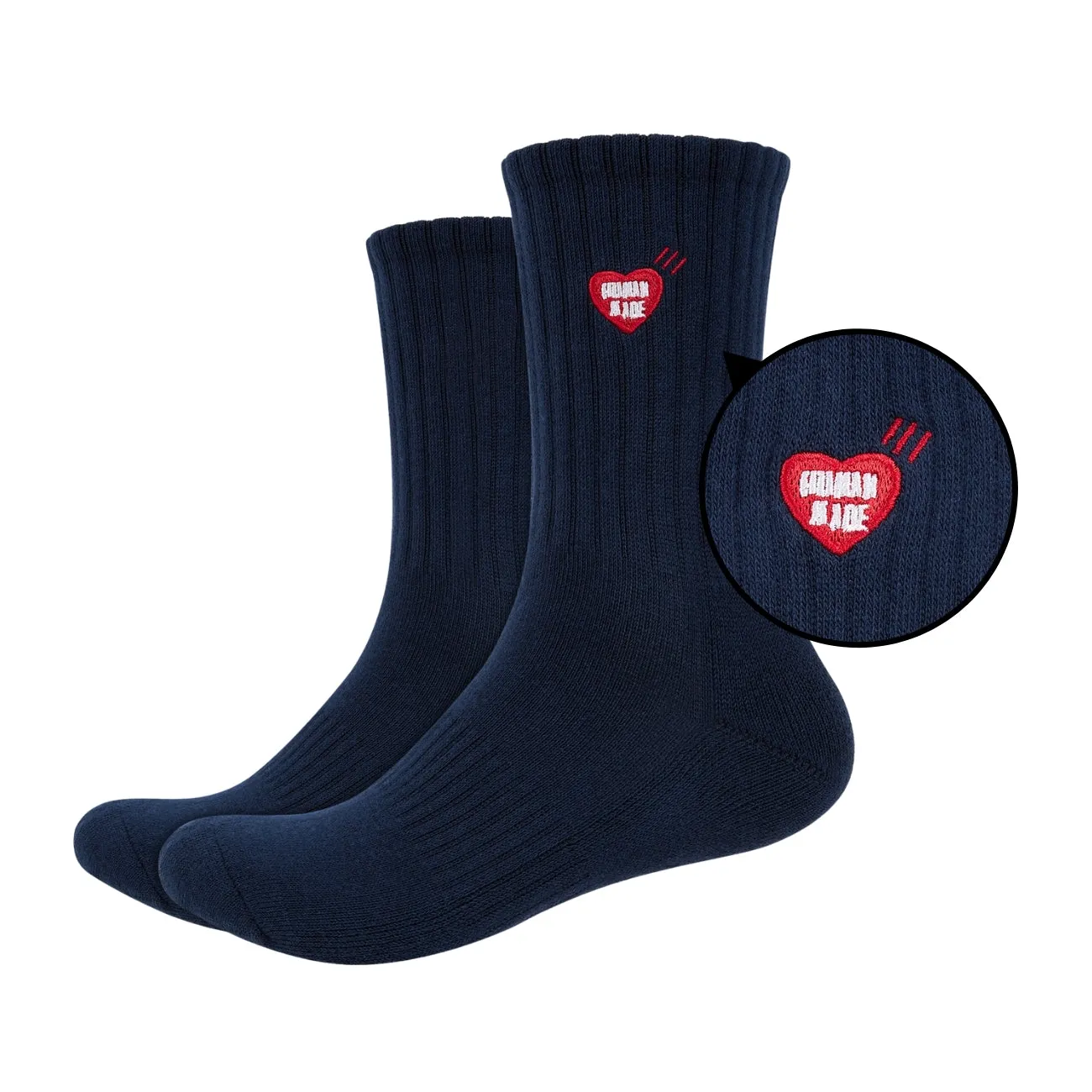 Mens Plain Quarter Length Socks with Human Made Heart Patch