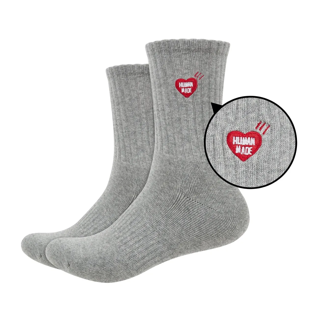 Mens Plain Quarter Length Socks with Human Made Heart Patch