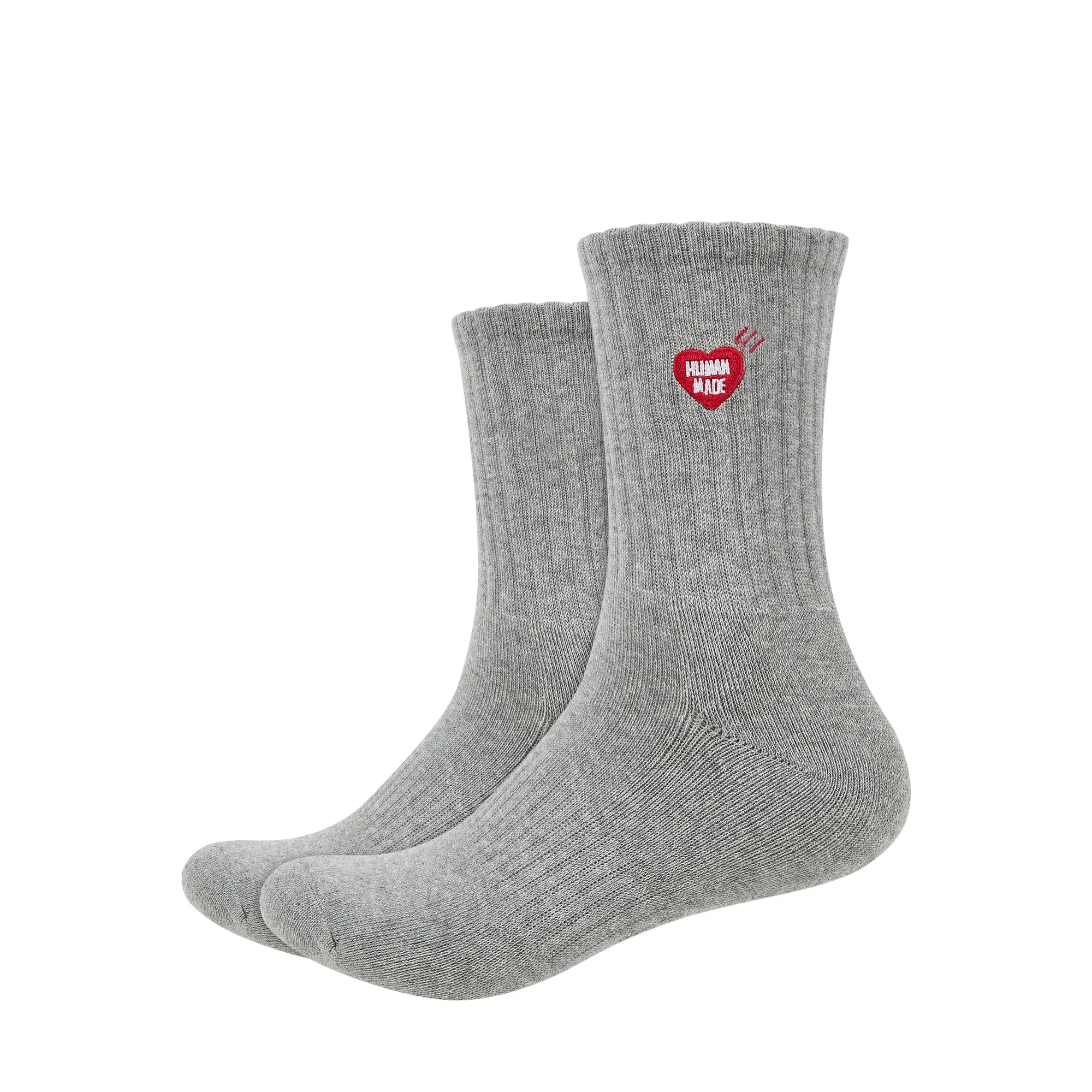 Mens Plain Quarter Length Socks with Human Made Heart Patch