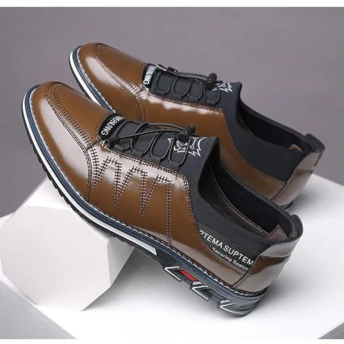 Men's real leather High quality elastic band Fashion design Solid toughness Comfortable business shoes