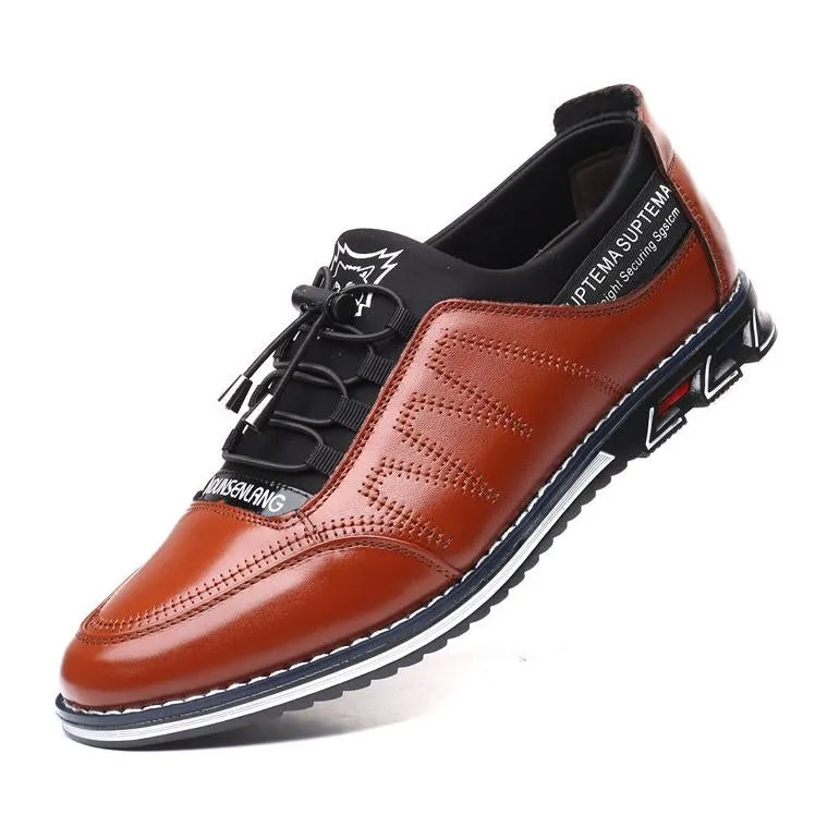 Men's real leather High quality elastic band Fashion design Solid toughness Comfortable business shoes