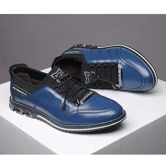 Men's real leather High quality elastic band Fashion design Solid toughness Comfortable business shoes