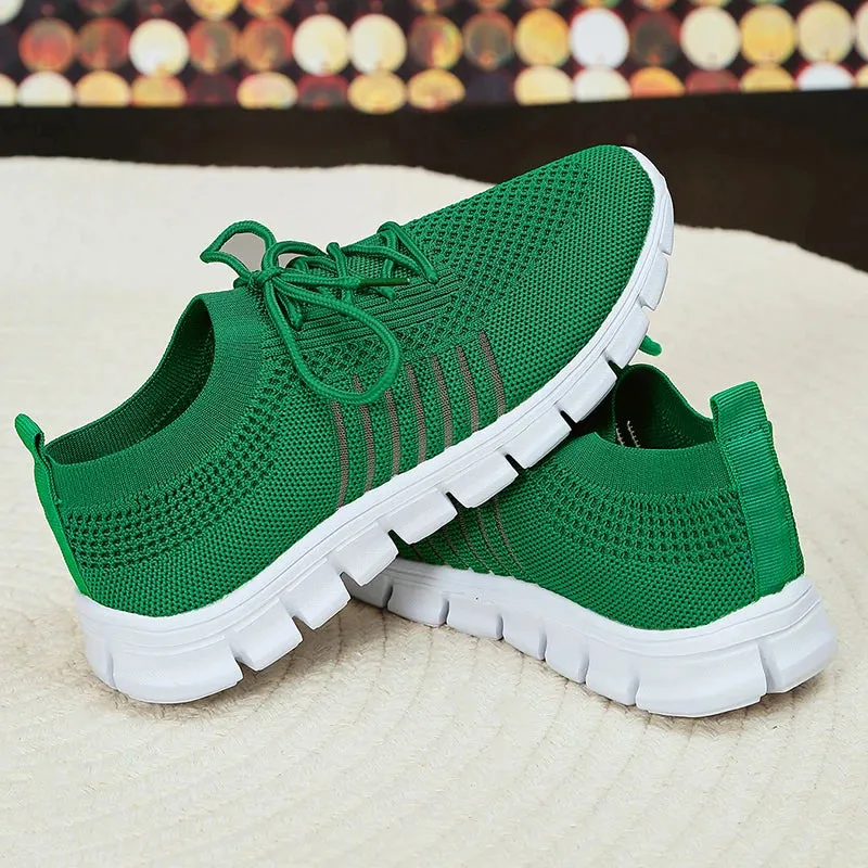 Mesh Breathable Soft Sole Sneakers Women Lightweight Non-Slip Running Walking Shoes Woman 2024 Spring Casual Lace Up Flats Shoes