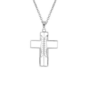 Mini Gridiron Football Cross Necklace | Sterling Silver