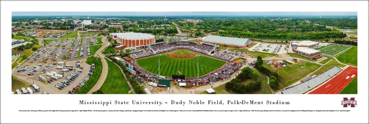 Mississippi State Bulldogs Baseball Polk-DeMent Stadium Gameday Aerial Panoramic Poster Print - Blakeway