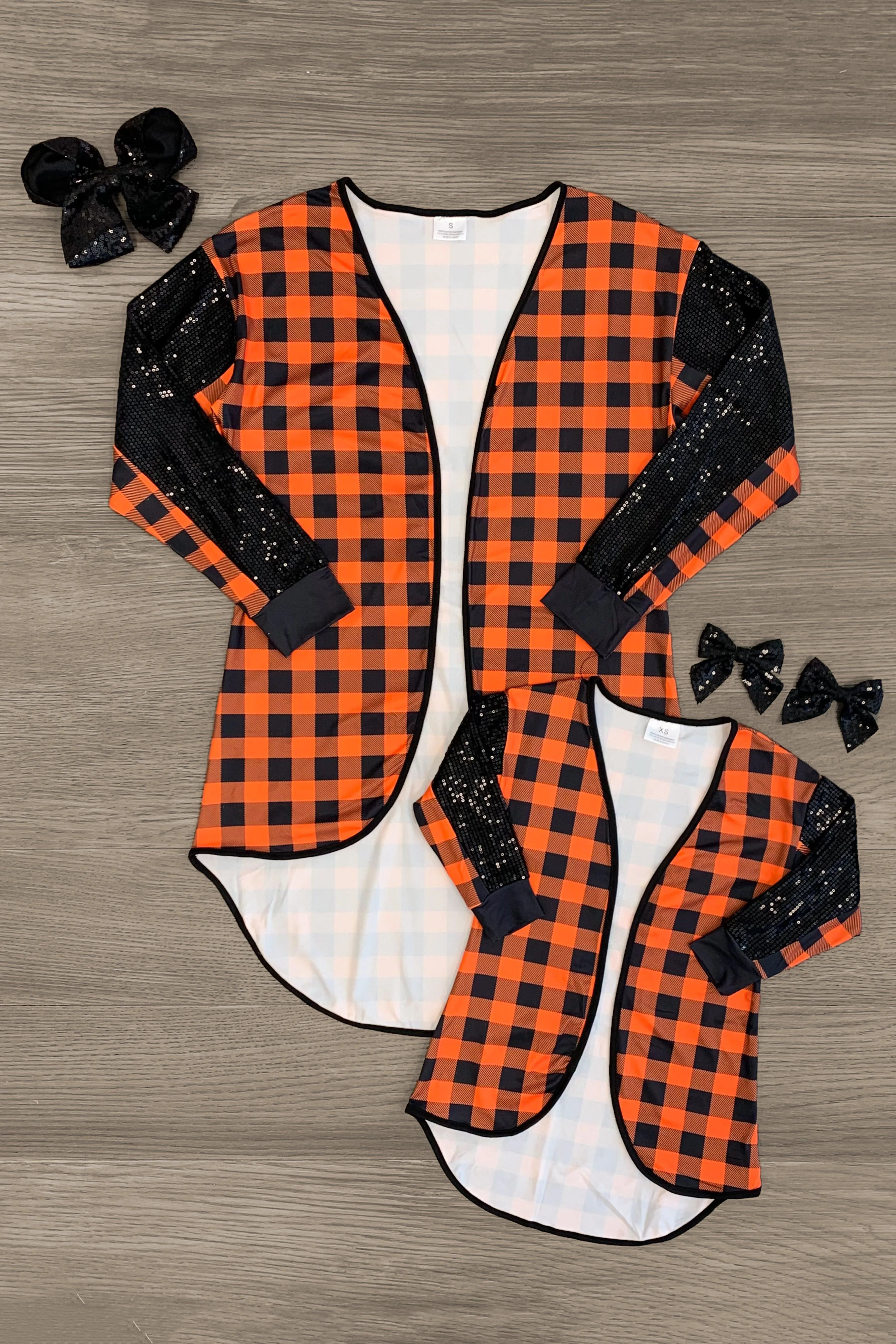 Mom & Me - Orange & Black Sequin Cardigan