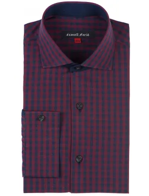 MOROON & NAVY GINGHAM SHIRT