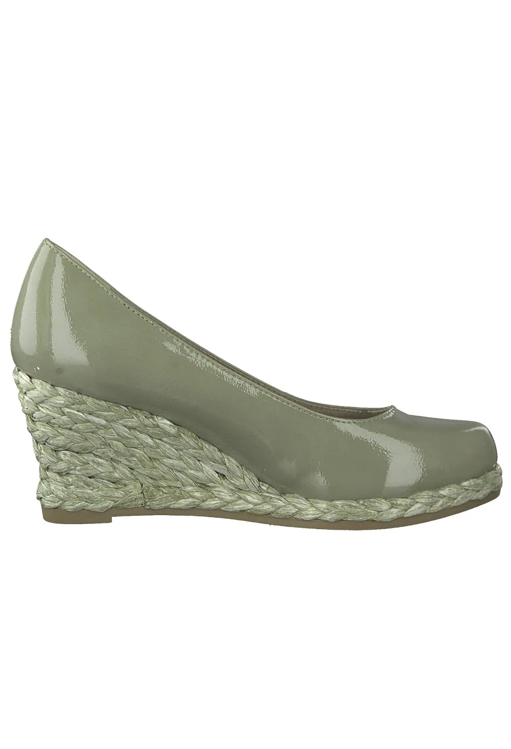 Moss Green Patent Wedge Slip-on Espadrille