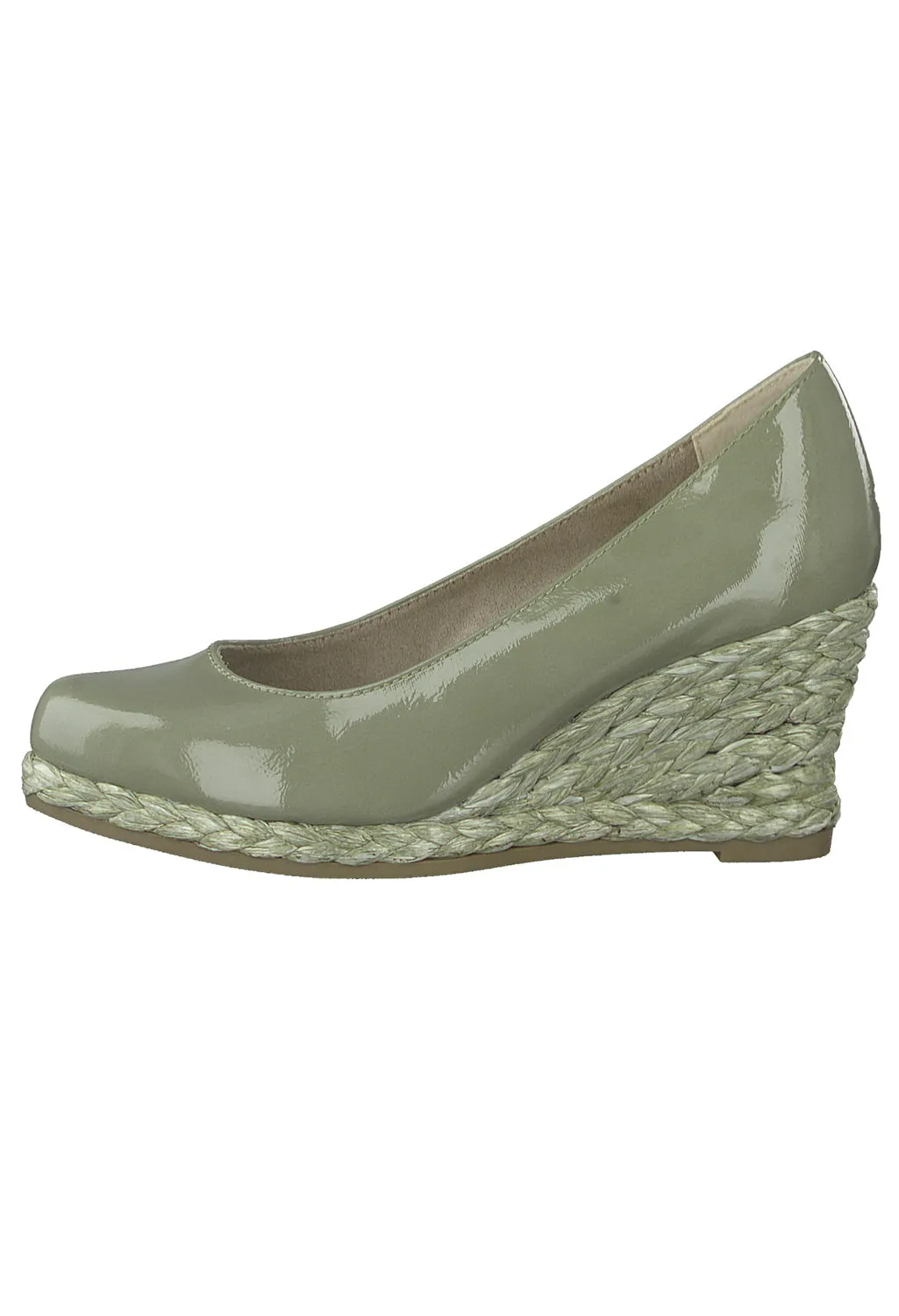 Moss Green Patent Wedge Slip-on Espadrille