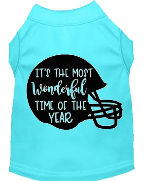 Most Wonderful Time Of The Year (football) Screen Print Dog Shirt Aqua Xxxl