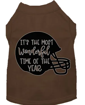 Most Wonderful Time Of The Year (football) Screen Print Dog Shirt Brown Lg