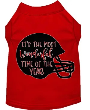 Most Wonderful Time Of The Year (football) Screen Print Dog Shirt Red Xxxl