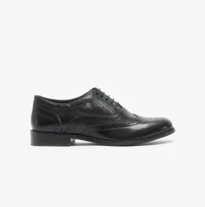 NATALIE Girls Leather Brogue Shoes Black