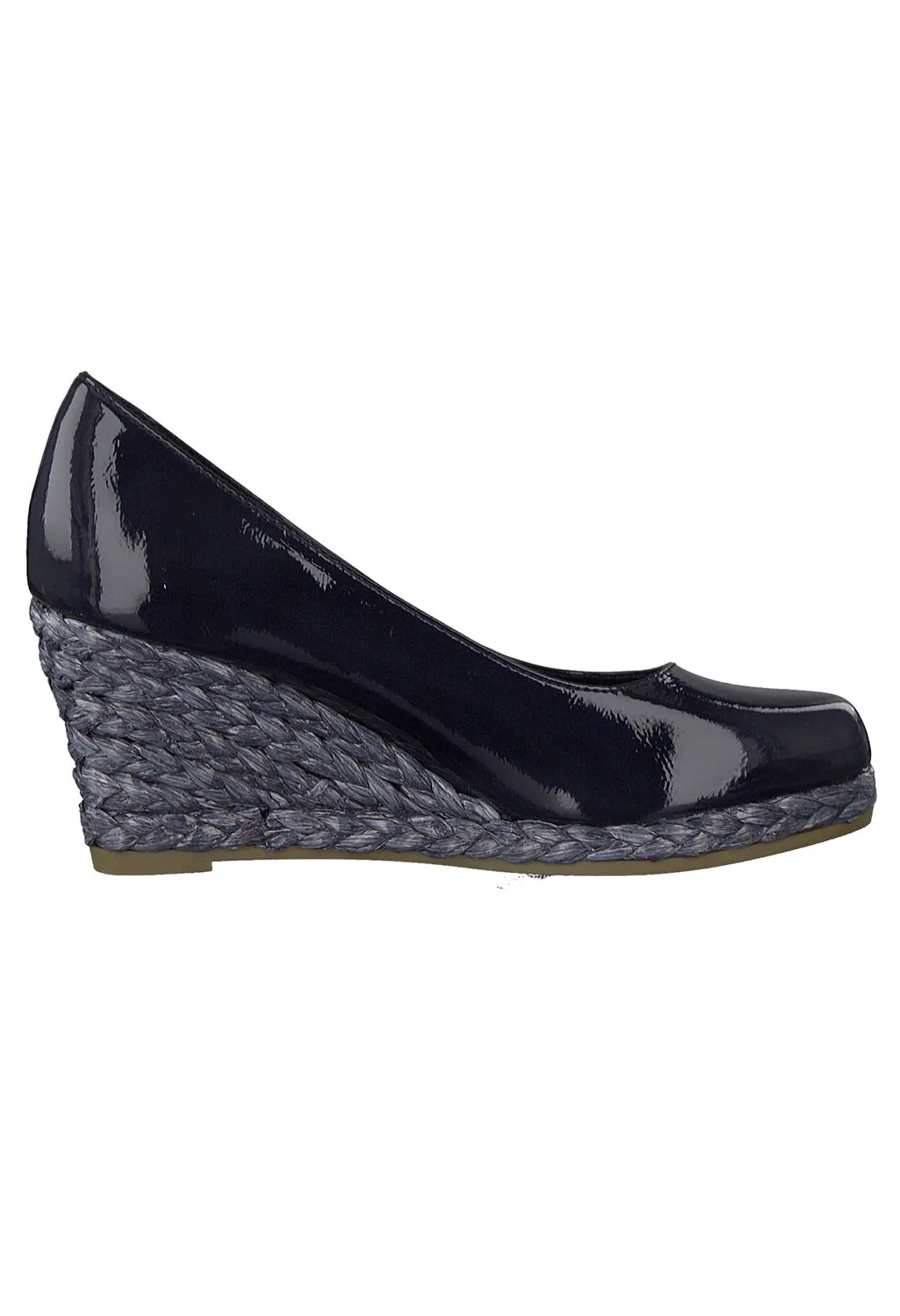 Navy Patent Wedge Slip-on Espadrille