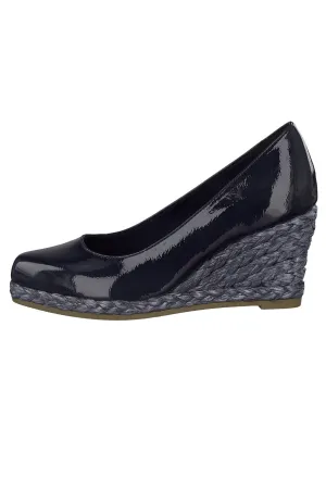 Navy Patent Wedge Slip-on Espadrille